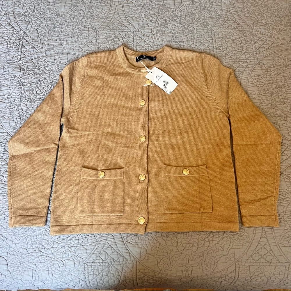 LILLUSORY Tan Button-Up Cardigan